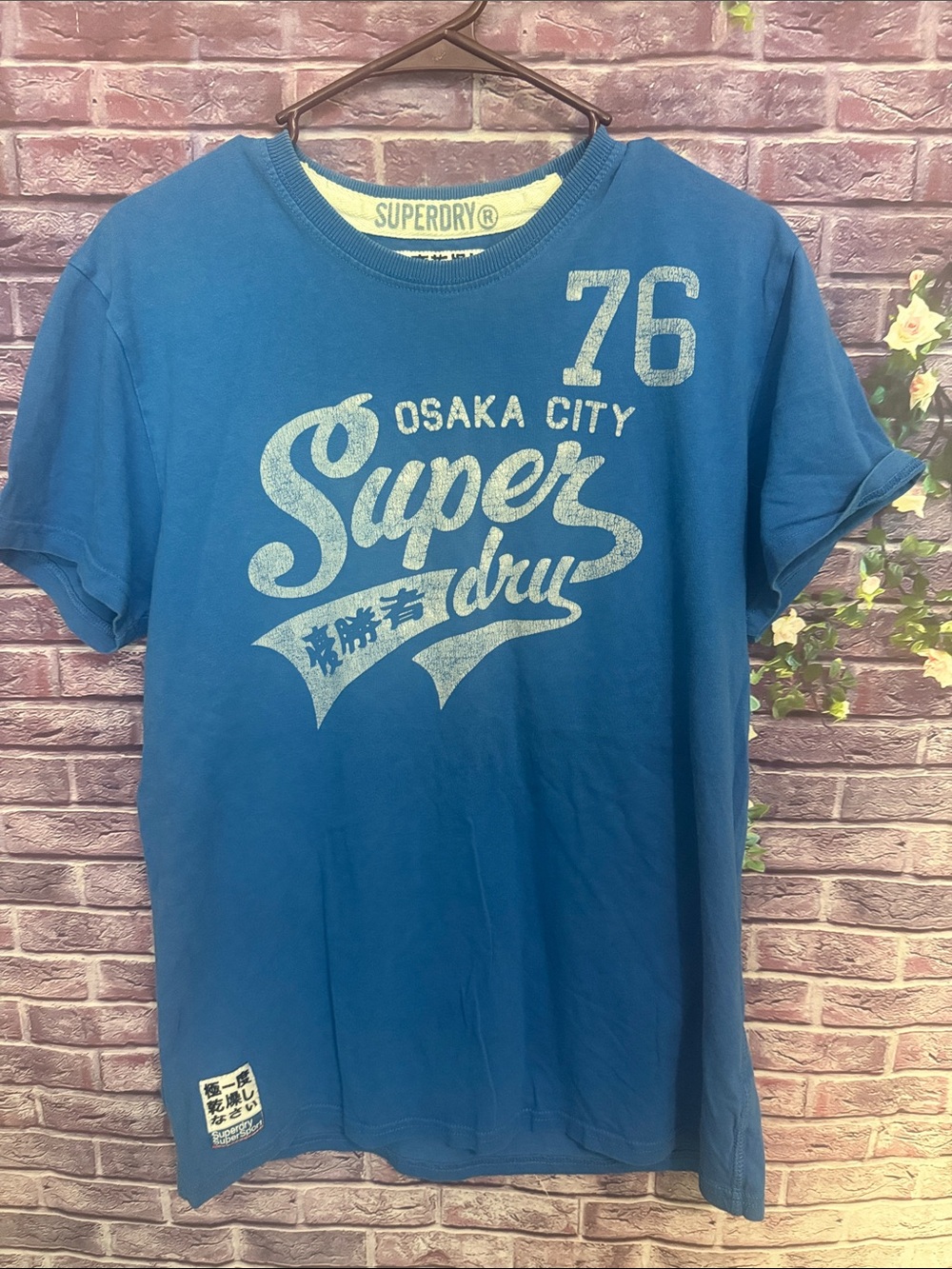 Superdry Blue Osaka City 76 Graphic Tee vintage faded style large